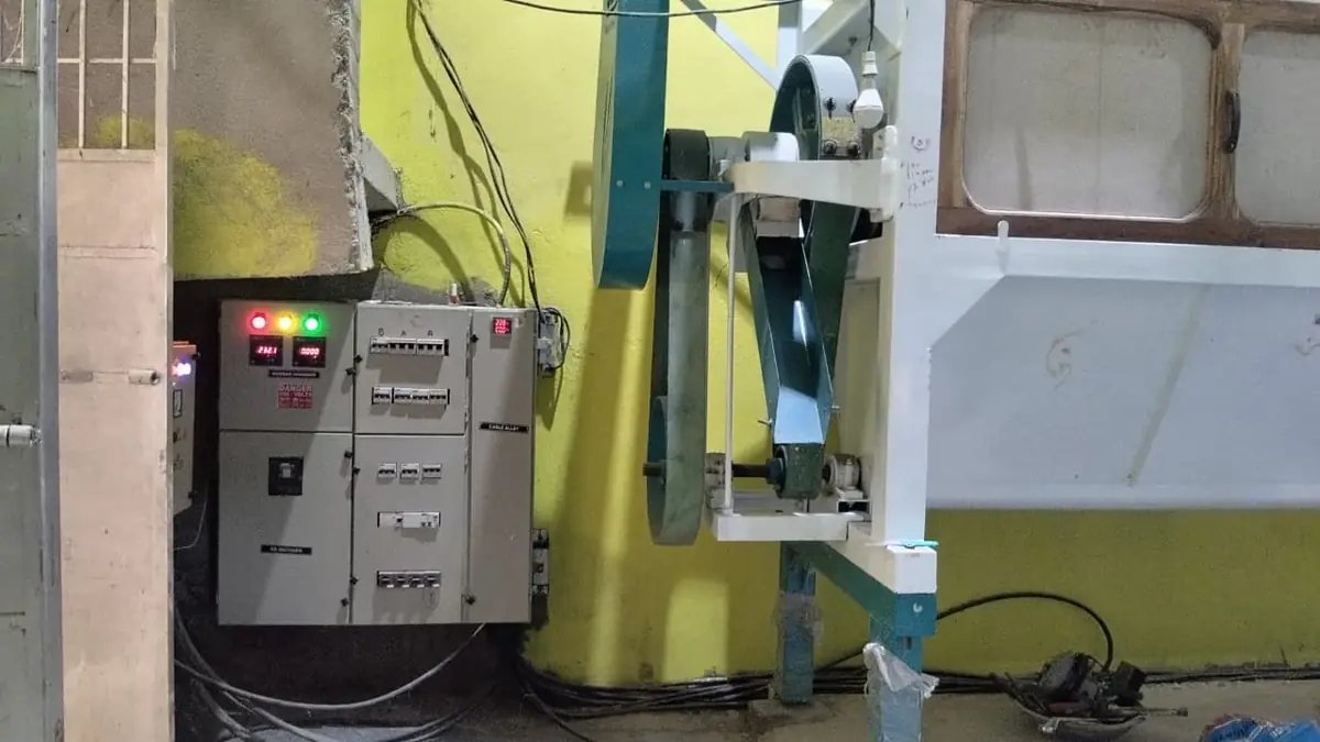 Main electrical control panel and drive belts